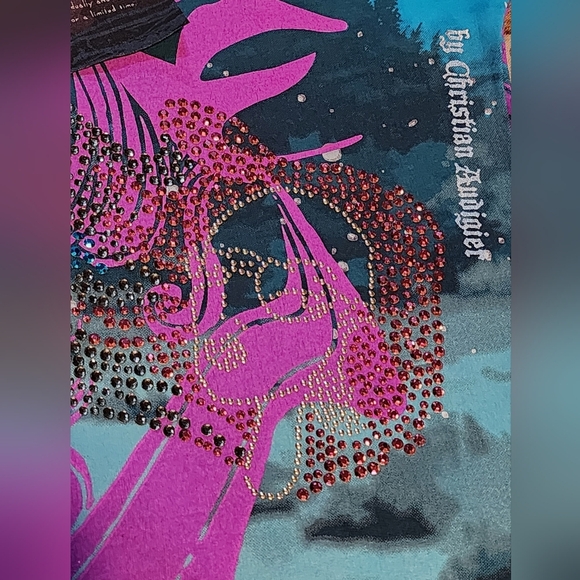 Crystal Rock by Christian Audigier Zip Hoodie S Blue Pink Y2K Limited Edition - Picture 4 of 15